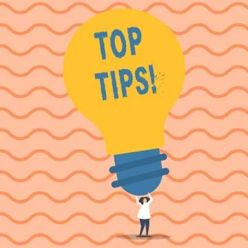 Writing note showing Top Tips. Business photo showcasing small but particularly Stock Illustration