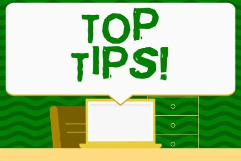 Writing note showing Top Tips. Business photo showcasing small but particular Stock Illustration