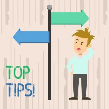 Writing note showing Top Tips. Business photo showcasing small but particularly Stock Illustration
