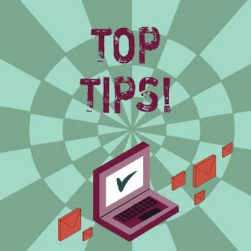 Writing note showing Top Tips. Business photo showcasing small but particularly Stock Illustration