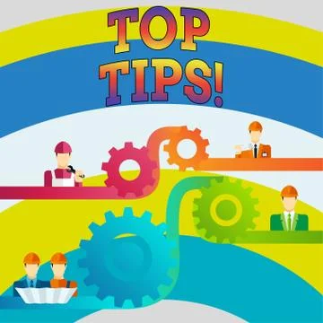 Writing note showing Top Tips. Business photo showcasing small but particularly Stock Illustration