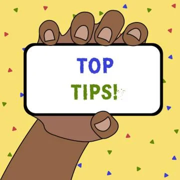 Writing note showing Top Tips. Business photo showcasing small but particularly Stock Illustration