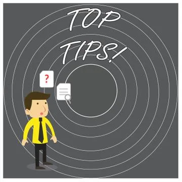 Writing note showing Top Tips. Business photo showcasing small but particularly Stock Illustration