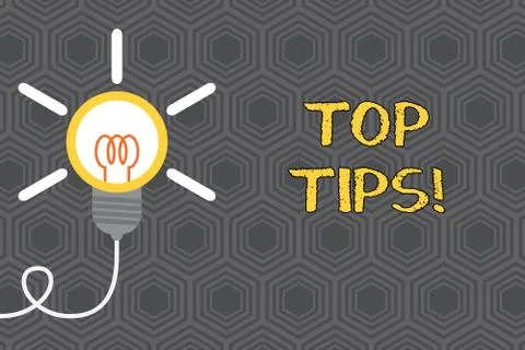 Writing note showing Top Tips. Business photo showcasing small but particularly Stock Illustration