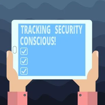 Writing note showing Tracking Security Conscious. Business photo showcasing Illustrazione stock