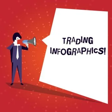 Writing note showing Trading Infographics. Business photo showcasing visual Illustrazione stock