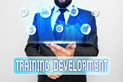 Writing note showing Training Development. Business photo showcasing Learn and Foto stock