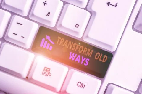 Writing note showing Transform Old Ways. Business photo showcasing replace it Stock Photos