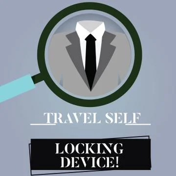 Writing note showing Travel Self Locking Device. Business photo showcasing Illustration