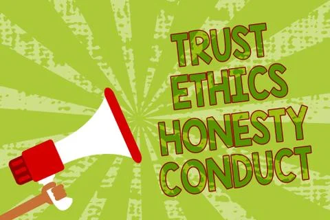 Writing note showing Trust Ethics Honesty Conduct. Business photo showcasing  Stock Illustration
