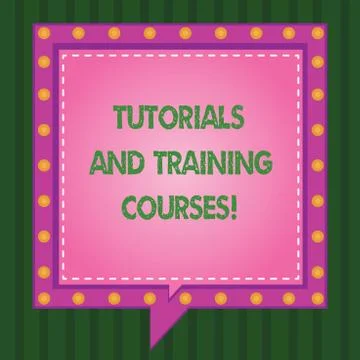 Writing note showing Tutorials And Training Courses. Business photo showcasing Stock Illustration
