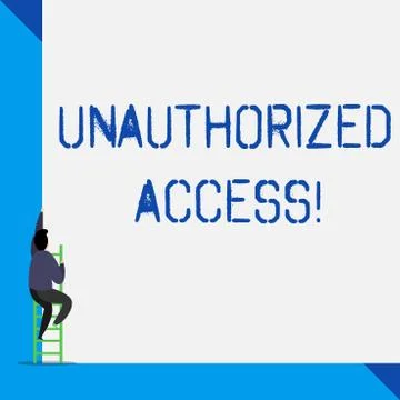 Writing note showing Unauthorized Access. Business photo showcasing use of a Stock Illustration