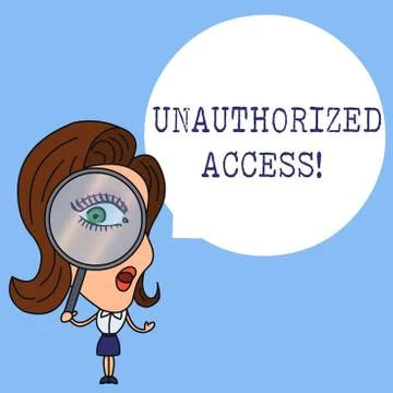 Writing note showing Unauthorized Access. Business photo showcasing use of a Stock Illustration