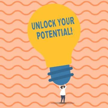 Writing note showing Unlock Your Potential. Business photo showcasing release Stock Illustration