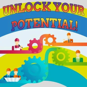 Writing note showing Unlock Your Potential. Business photo showcasing release Stock Illustration