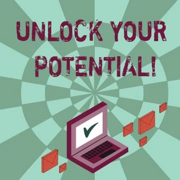 Writing note showing Unlock Your Potential. Business photo showcasing release Stock Illustration