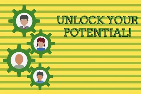 Writing note showing Unlock Your Potential. Business photo showcasing release Stock Illustration