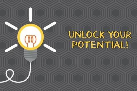 Writing note showing Unlock Your Potential. Business photo showcasing release Stock Illustration
