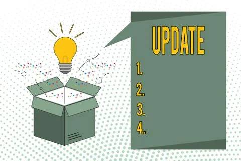 Writing note showing Update. Business photo showcasing Up to date Make something 스톡 일러스트