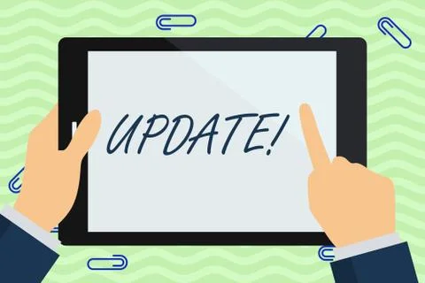 Writing note showing UPDATE. Business photo showcasing make something more Stock Illustration