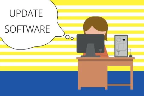 Writing note showing Update Software. Business photo showcasing replacing Stock Illustration