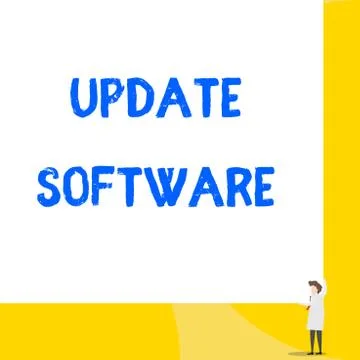 Writing note showing Update Software. Business photo showcasing replacing Stock Illustration