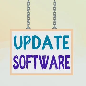 Writing note showing Update Software. Business photo showcasing replacing 库存插图