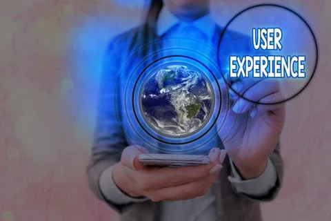Writing note showing User Experience. Business photo showcasing using website Foto stock