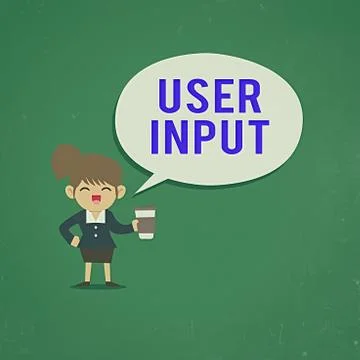 Writing note showing User Input. Business photo showcasing Any information or Stock Illustration