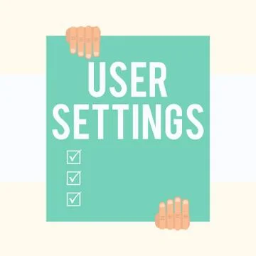 Writing note showing User Settings. Business photo showcasing Configuration of 스톡 일러스트