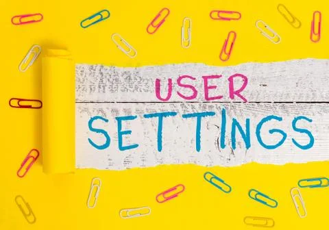 Writing note showing User Settings. Business photo showcasing Configuration of Stock Photos
