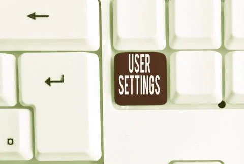 Writing note showing User Settings. Business photo showcasing Configuration of Stock Photos