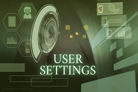 Writing note showing User Settings. Business photo showcasing Configuration of Stock Photos