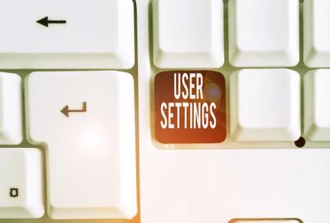 Writing note showing User Settings. Business photo showcasing Configuration of Stock Photos