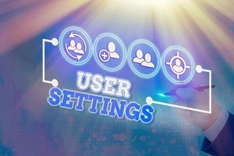 Writing note showing User Settings. Business photo showcasing Configuration of Stock Photos