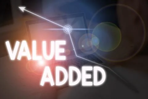 Writing note showing Value Added. Business photo showcasing the extra value 写真素材