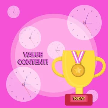 Writing note showing Value Content. Business photo showcasing Quality content Stock Illustration