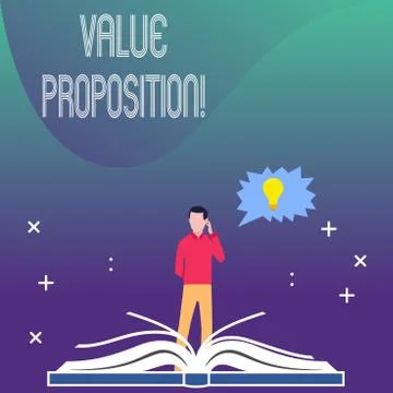 Writing note showing Value Proposition. Business photo showcasing innovation Illustrazione stock