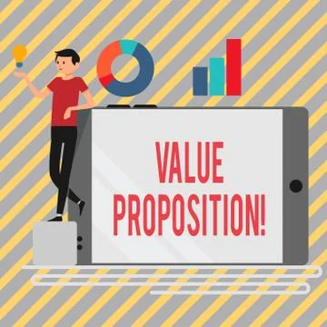 Writing note showing Value Proposition. Business photo showcasing innovation Illustrazione stock