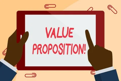 Writing note showing Value Proposition. Business photo showcasing innovation Stock Illustration