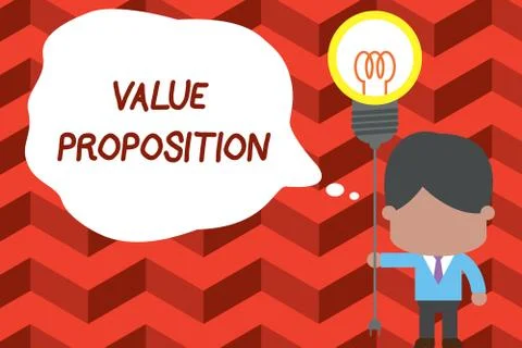 Writing note showing Value Proposition. Business photo showcasing feature Stock Illustration