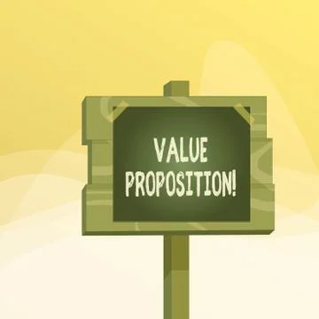 Writing note showing Value Proposition. Business photo showcasing innovation Illustrazione stock