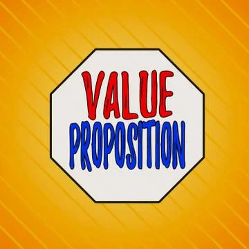 Writing note showing Value Proposition. Business photo showcasing feature Stock Illustration