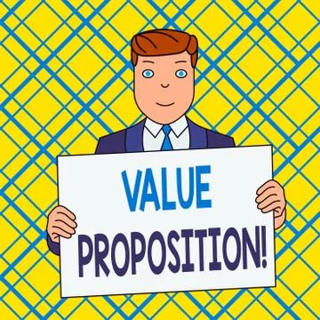 Writing note showing Value Proposition. Business photo showcasing innovation Illustrazione stock