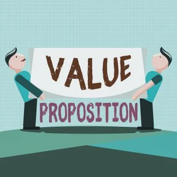 Writing note showing Value Proposition. Business photo showcasing feature Stock Illustration