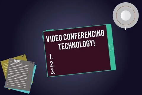 Writing note showing Video Conferencing Technology. Business photo showcasing Illustrazione stock