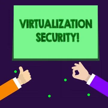 Writing note showing Virtualization Security. Business photo showcasing runni Stock Illustration