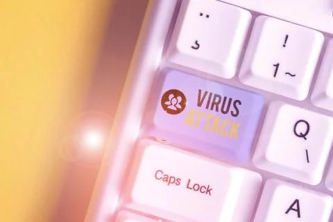 Writing note showing Virus Attack. Business photo showcasing malicious program Fotos de archivo