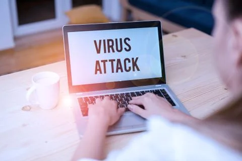 Writing note showing Virus Attack. Business photo showcasing malicious program Fotos de archivo