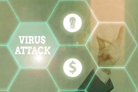 Writing note showing Virus Attack. Business photo showcasing malicious program Fotos de archivo